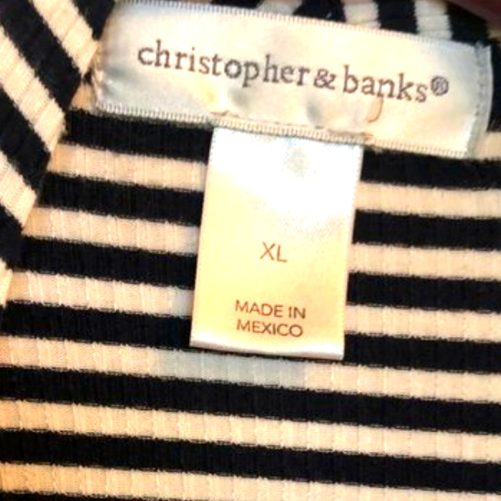 Christopher & Banks Sleeveless Stripped Cardigan - Picture 9 of 11